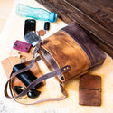 Shopper Bag Leder Tasche mit Platz für Notizbuch, Handy, Geldbörse, Kartenetui, Notebook und Schlüsselanhänger